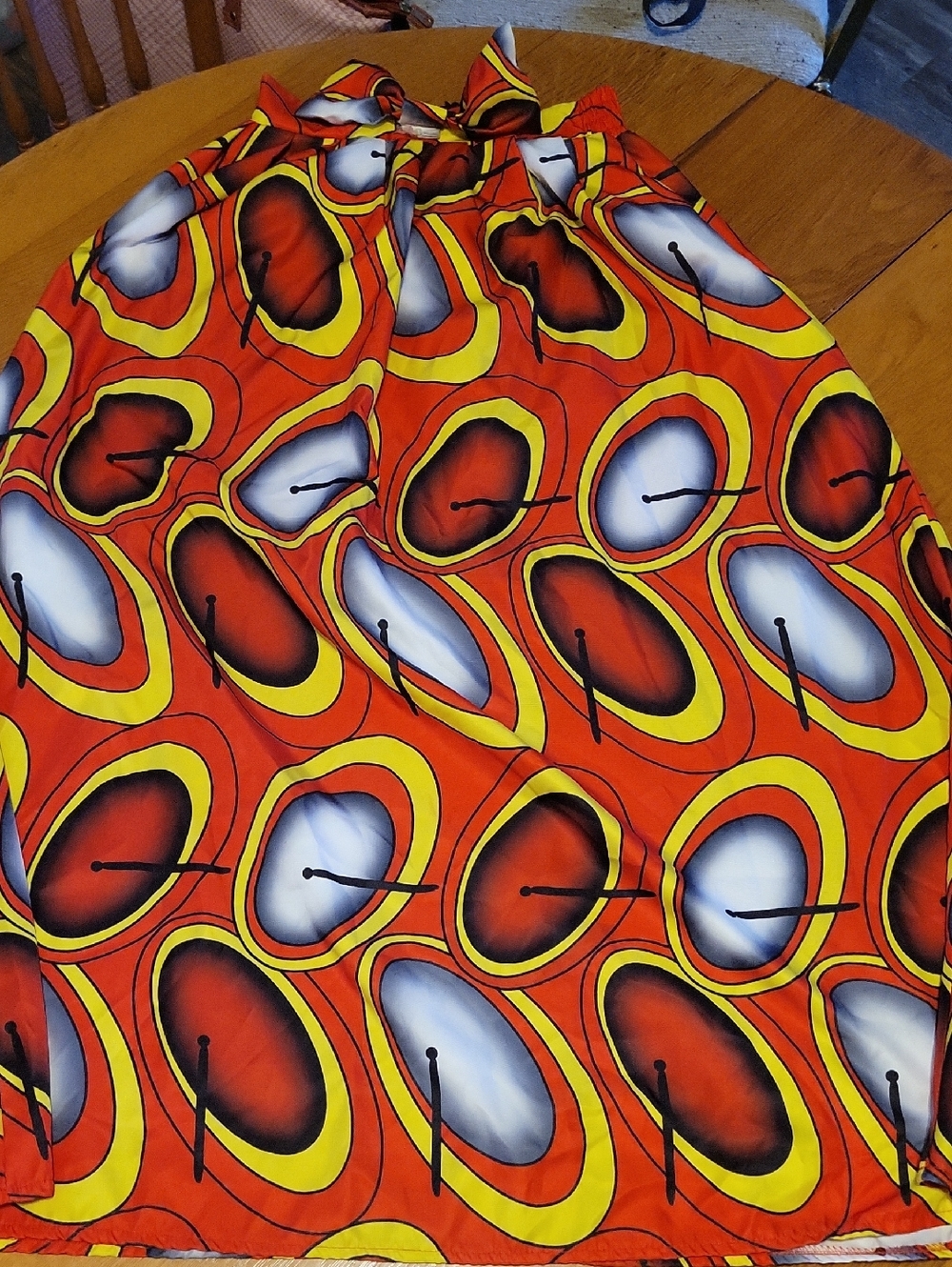 Source Unknown Orange Red Yellow Geometric Maxi Dress